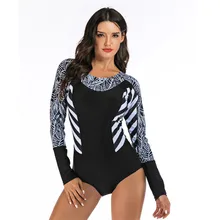 Черный лоскутный Рашгард женский купальник для серфинга с длинным рукавом цельный купальник Рашгард Купальник для женщин