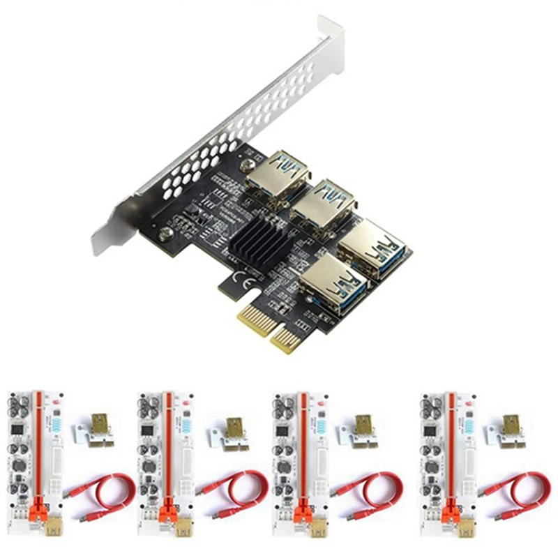 4Pcs PCI-E Express 1X to 16X Riser 010X Card Adapter PCIE 1 4 Slot PCIe Port Multiplier for BTC Bitcoin ETH | Компьютеры и офис