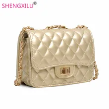Shengxilu женская сумка через плечо с цепочкой, модная брендовая дизайнерская женская сумка, Золотая кожаная сумка, мини сумка на плечо, сумка-мессенджер для девочек