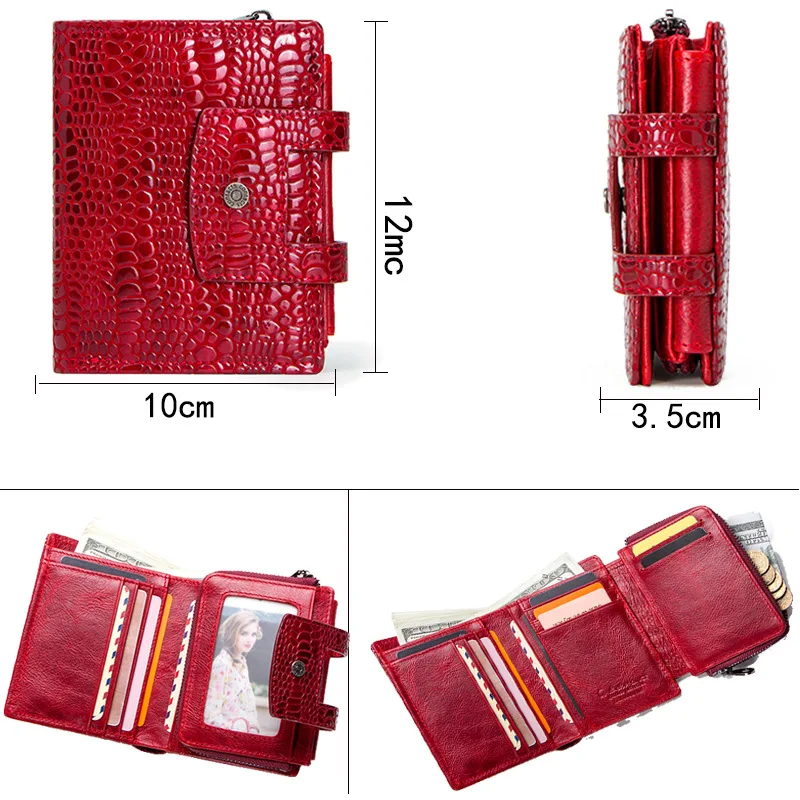 Модный кожаный женский кошелек с пряжкой, кожаный короткий бумажник с тремя сложениями, сумка с застежкой-молнией и животным узором