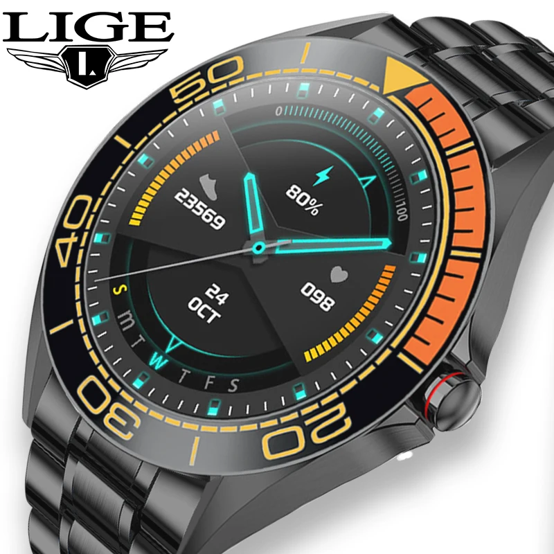 

LIGE Fashion Smart Watch Heart Rate Blood Pressure Monitoring Weather Push Call Remind Sports Watch IP68 Waterproof Smartwatch