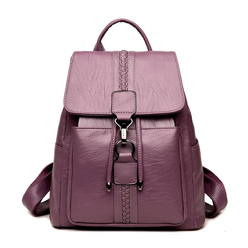 

Double-shoulder bag ladies'bag American trend cross-border multi-functional braided belt PU Leather Backpack