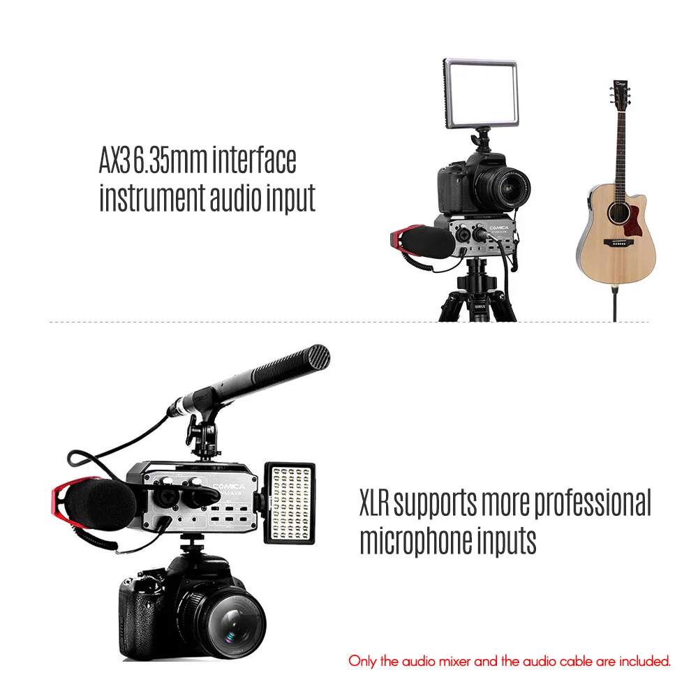 CoMica XLR аудио адаптер смесителя двойной XLR 3,5 мм микрофоны аудио микшер микрофон мониторинг в реальном времени для Canon Nikon sony DSLR камеры