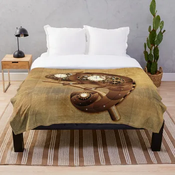 

Steampunk Chameleon Vintage Style Blanket Wool Flannel Plush Blanket Bedspread For office Sherpa Blanket Couch Quilt Cover Trave