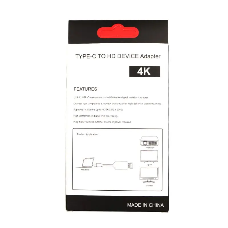 Высокое качество USB-C 3,1 type C к HDMI кабель Поддержка 4k конвертер Кабель-адаптер для Galaxy note8 S8 HDTV компьютера ПК Macbook D08A
