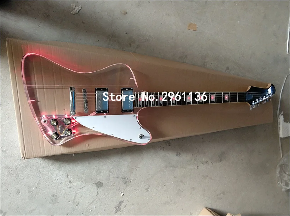 Высококачественная китайская электрогитара, акриловая гитара со светодиодный подсветкой, электрогитара на заказ