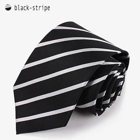 black stripe Мужской полосатый формальный Ширина Галстуки для работы свадьбы модный галстук для мужчин полиэстер синий красный серый LD-2 - Цвет: black stripe