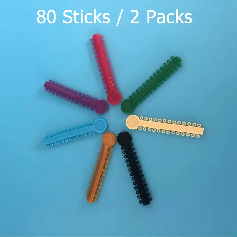

80 Sticks 2 Packs Dental Ligature ties Orthodontics Elastic Rubber Bands Multi Color Dental Orthodontic Materials Ligature ties