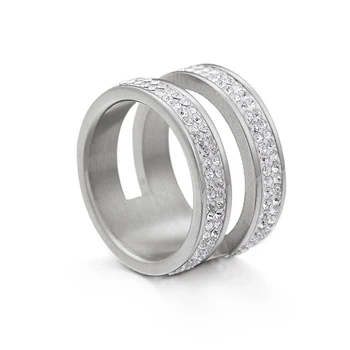 

Jewelry Rings For Women Gold & Stainless Steel Rhinestone Round Bridal Sets Rings Anillos Mujer Women Wedding Rings