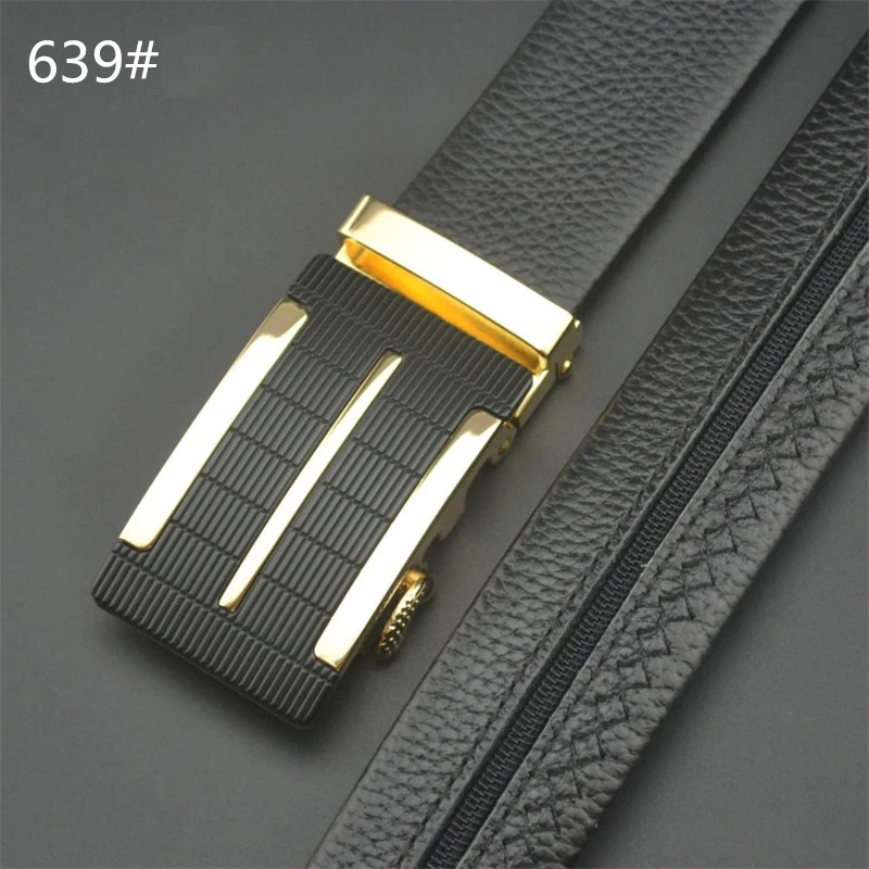 Nuleez real leather belt men to hide money in black and coffee automatically lock head belt strap fashion new gift for boyfriend - Цвет: 639black
