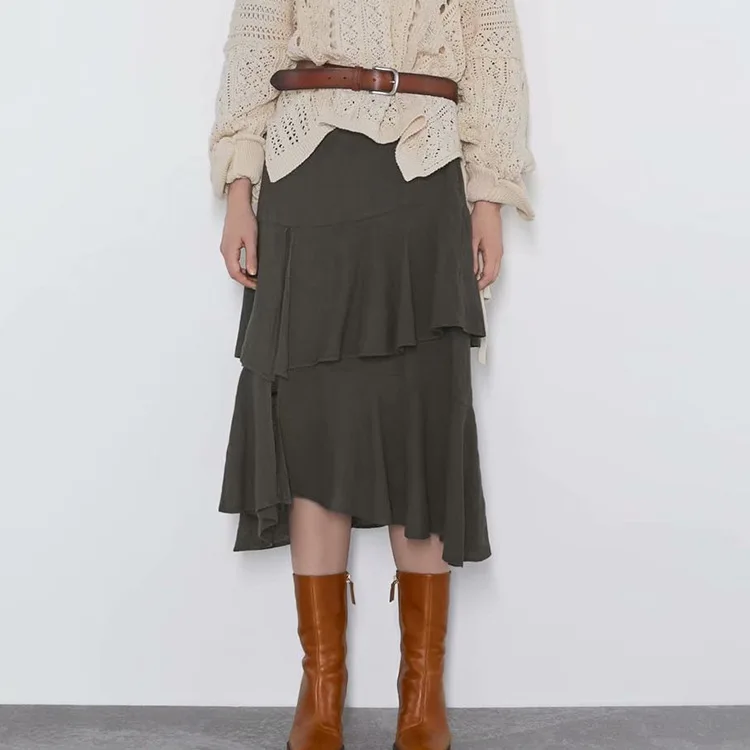 

Overplus of Goods Exported to Europe And US Women's Mid-length Skirt 2019 Summer New Products Laminated Irregular Trimmed Skirt
