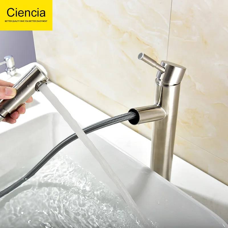 

304 Stainless Steel Wire Drawing High-Cold Basin Faucet Pulling Basin Faucet Stage Lavatory Bibcock