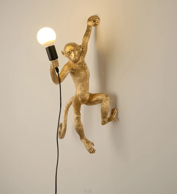 Glod Wall lamp Полимерная лампа в форме обезьяны, подвесной светильник для гостиной, лампы для художественного салона, кабинета, светодиодный светильник s lustre с E27, светодиодные лампы, подвесные украшения - Цвет корпуса: Glod Wall lamp
