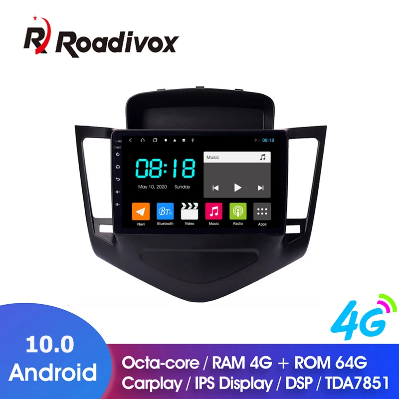 Автомобильный DVD-плеер 9 дюймов Android 10 0 ОЗУ 4 Гб ПЗУ 64 ГБ для Chevrolet Cruze 2009-2015