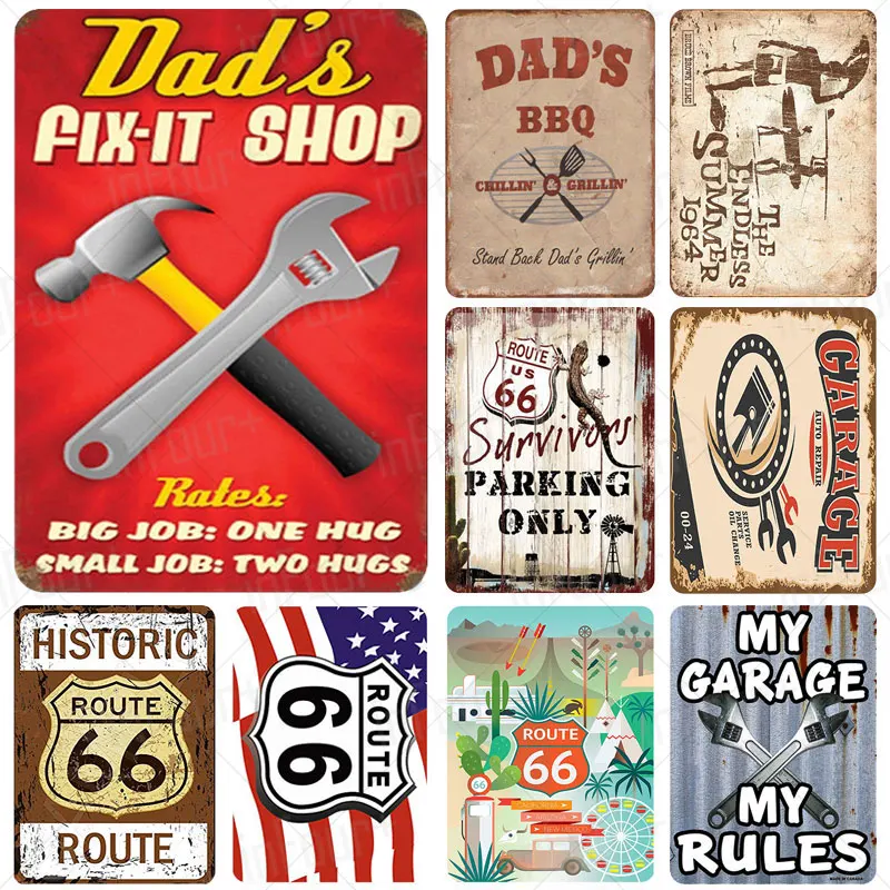Dad's Fix It Shop металлический знак табличка Металл винтажный жестяной знак паба Настенный декор для бара паба клуба человек пещера металлический плакат