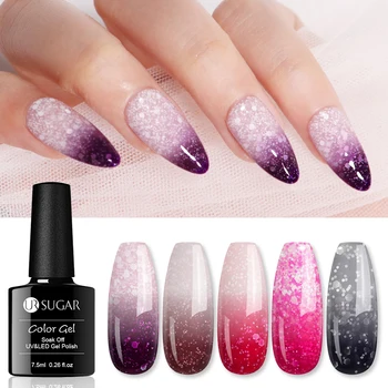 

UR SUGAR 7.5ml Thermal Glitter UV Gel Snowflake Color Changing Gel Nail Polish Varnish Soak Off UV LED Gel Lacquers