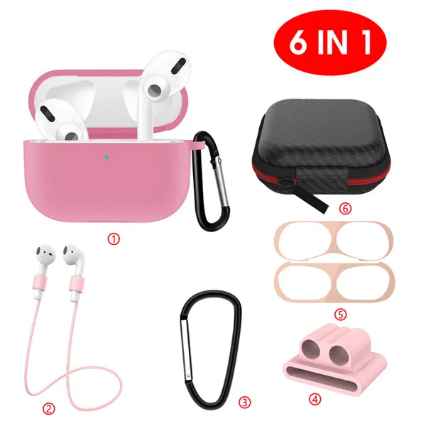 5 6 в 1 силиконовый чехол для Airpods-Pro Airpods 3 Air Pods профессиональные наушники Bluetooth чехол для Airpods-пылезащитный чехол для хранения кожи - Цвет: 5
