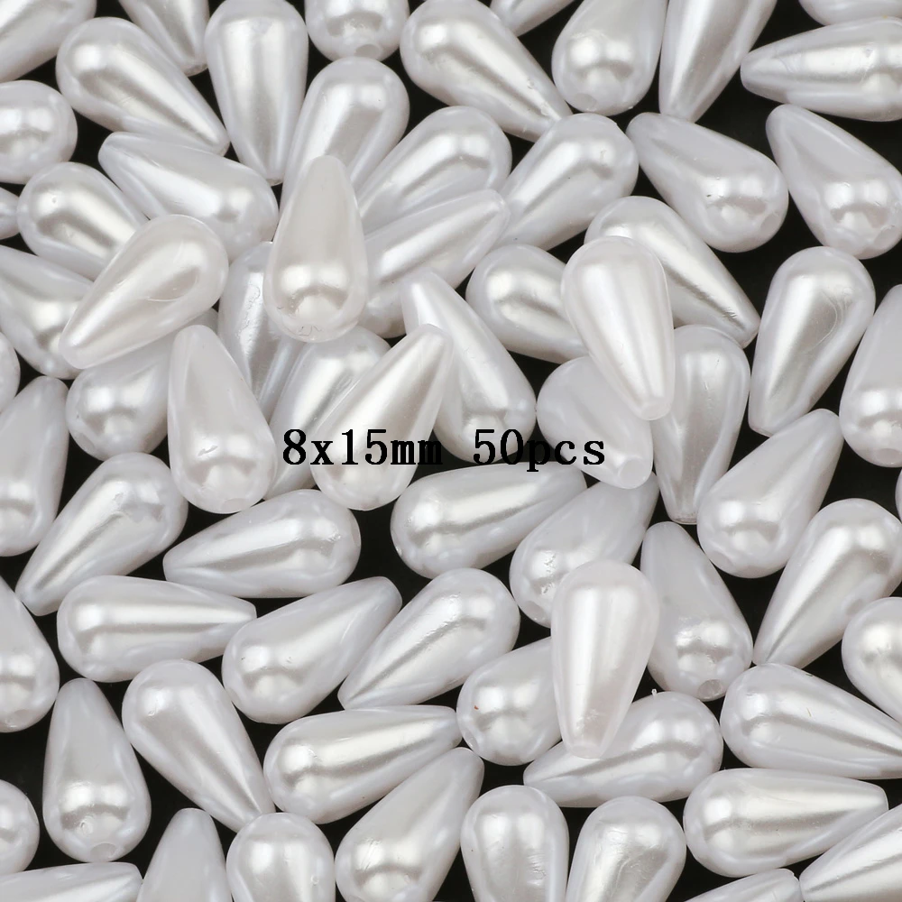 Description Picture 4 of itemWhite Acrylic Imitation Pearls Droplets Shape Beads For Garment Sewing Needlework DIY Jewelry Making Handicraft Decoration