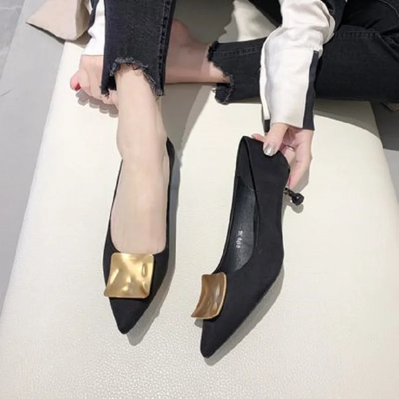 High heel women 2020 new shallow mouth pointed low-heeled wild single shoes women