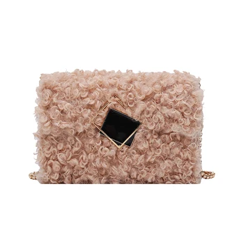 

Plush Bags for Women 2020 Winter Thick Chain Shoulder Handbags Female Travel Clutch Ladies Fashion Lux Women Handbag and Purses