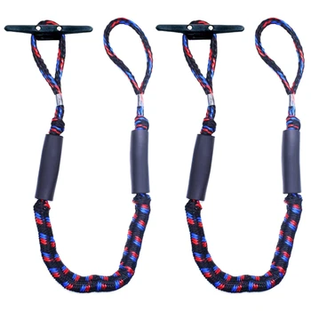 

2Pcs Elastic Wharf Rope Dinghy Marine Boat Bungee Dock Line Mooring Rope