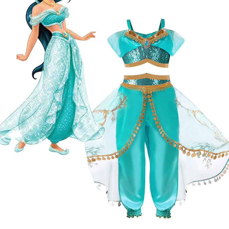 Baby Girl Clothes Fancy Jasmine Kids Halloween Party Cosplay Costume Children princess Dress 3 4 5 6 7 8 9 10 Years | Детская одежда и