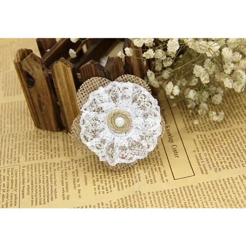 LAPHIL 2/5pcs Handmade Jute Burlap Flower DIY Crafts Vintage Rustic Wedding Decoration Chic Birthday Christmas Party Supplies