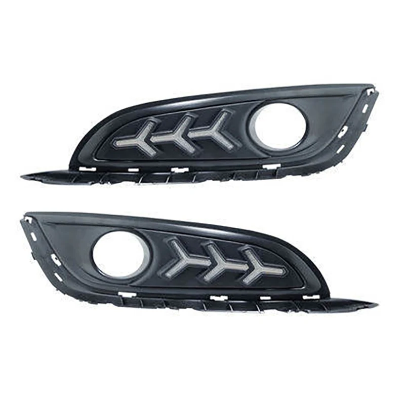 2pcs For Buick Regal 2013- LED Daytime Driving Running Light DRL Car Fog Lamp 6000K White Light Turn Yellow Light