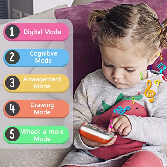 Baby Mobile Phone Toy Kids Fake Phone Cartoon Music Simulation Sound Babyphone Early Educational Learning Toys For Children Gift 5