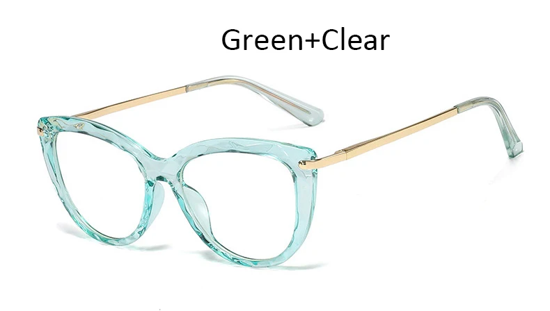 Green Clear TR90 винтажные прозрачные женские очки, оправа, модные круглые роскошные очки, оправа для дам, оптические прозрачные очки, очки - Цвет оправы: Green Clear