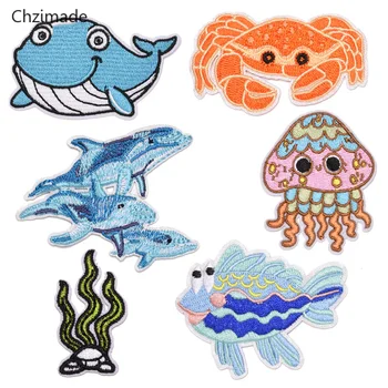 

Lychee Life Sea World Coral Fish Seahorse Embroidered Patches Iron On Applique Fashion Clothing Decoration Cloth Patch Diy