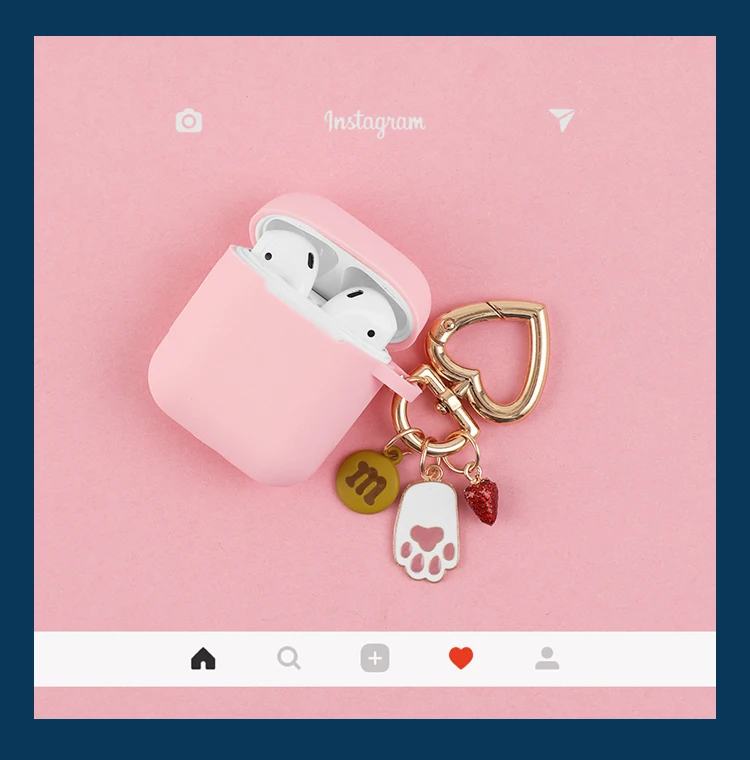 Сладкий розовый Силиконовый чехол для Apple Airpods милый корейский Кролик Декор Аксессуары Bluetooth наушники коробка для наушников крышка брелок