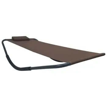 

Outdoor Daybed Modern Sun Lounger with Pillow Brown Beach Chair for Campsite Backyard Furniture Garden Chairs Weather Resistance