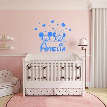 Best Price Disney Mickey Minnie mouse custom name wall stickers children's bedroom art decor baby kindergarten wall decals free shipping