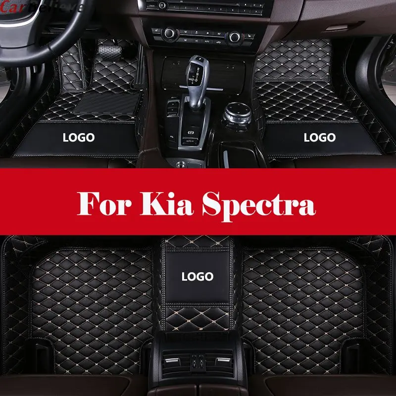 

Luxury Waterproof Leather Auto Floor mats Front + Rear All Weather Interior Mat Carpet For Kia Spectra