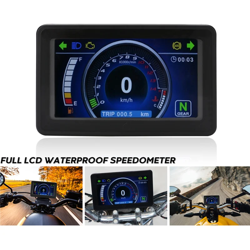 

Motorcycle LCD Screen Speedometer Digital Waterproof Multi-function Odometer OE88