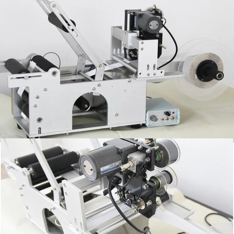110W label stick machine stickers dispenser round bottle labelling machine semi-utomatic labeller with date marker machine