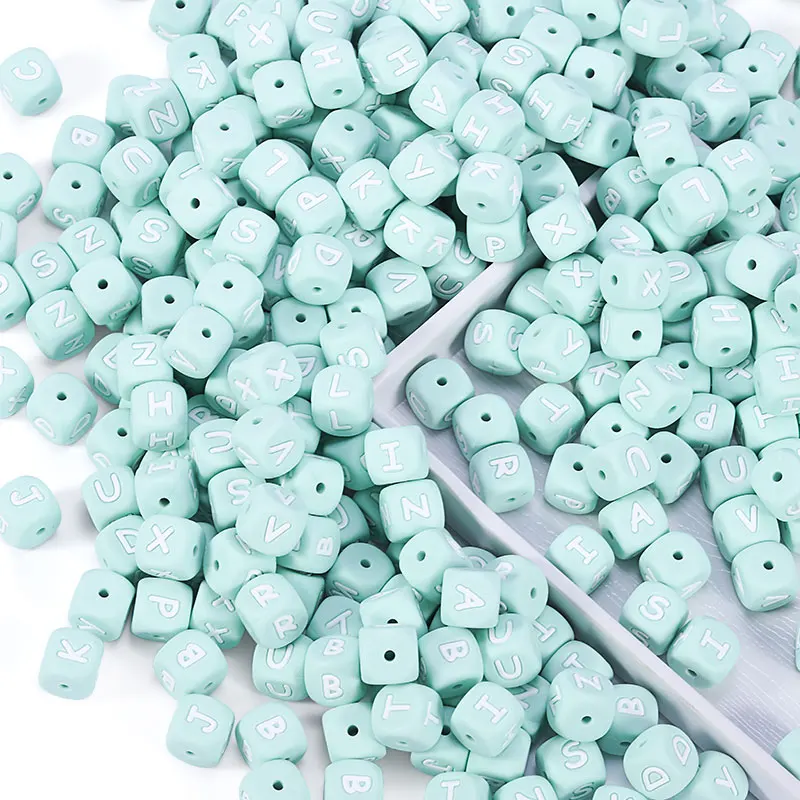New 100pc Alphabet Silicone Chewing Beads For Teething Necklace Food Grade BPA Free Letter DIY Baby Name Baby Teether
