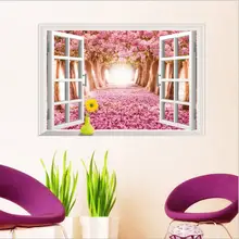 Jia Чжуан настенные наклейки с пейзажами пастырской Стиль диван Гостиная Спальня ТВ фон стены наклейки AY9234D Цветущее Вишневое платье Worl