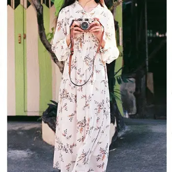 

Women Elegaht Floral Lace-up Dress Summer Ladies Boho Korean Style Vintage Beach Sundress Holiday Flare Sleeve V-neck Maxi Dress