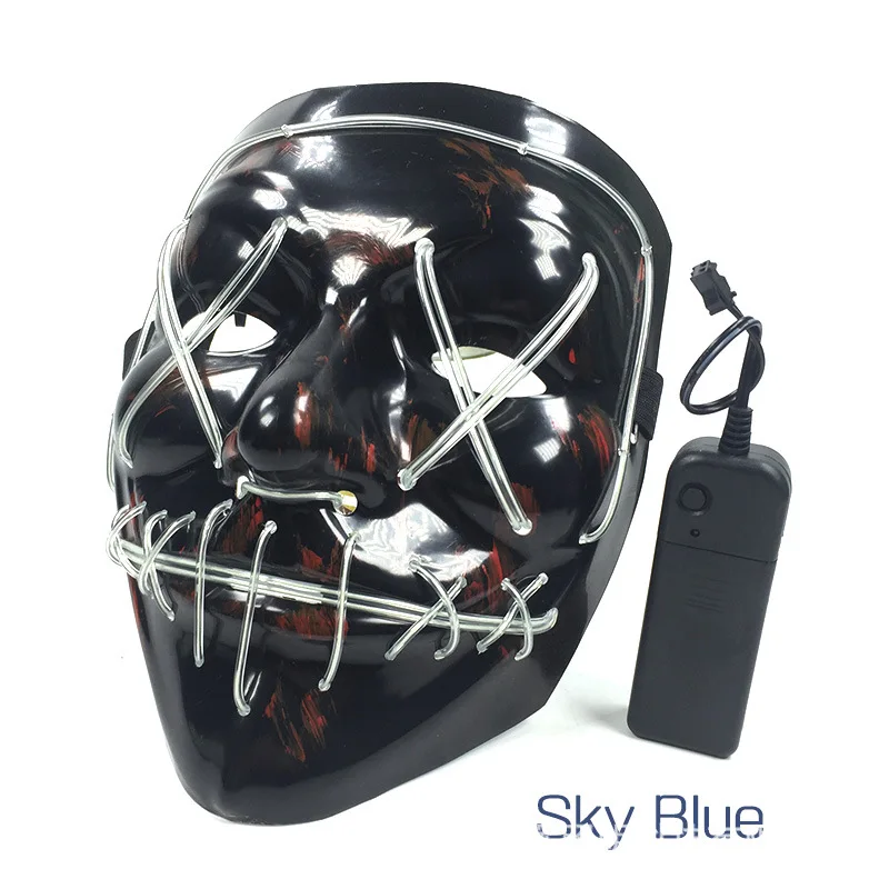 

EL Wire Face Mask Luminous Lighted Up LED Glowing Scary Masks Halloween Party Cosplay Costume Props Tools