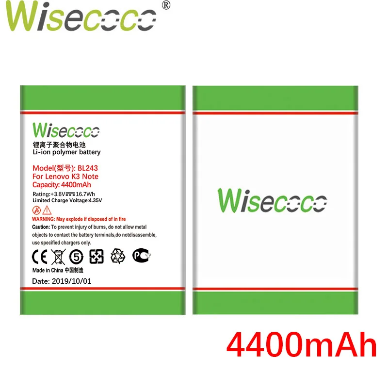 Wisecoco BL243 4400 мАч Батарея для lenovo K3 Примечание K50-T5 K50-T3S A7000 A5500 A5860 A5600 A7600 Батарея Замена