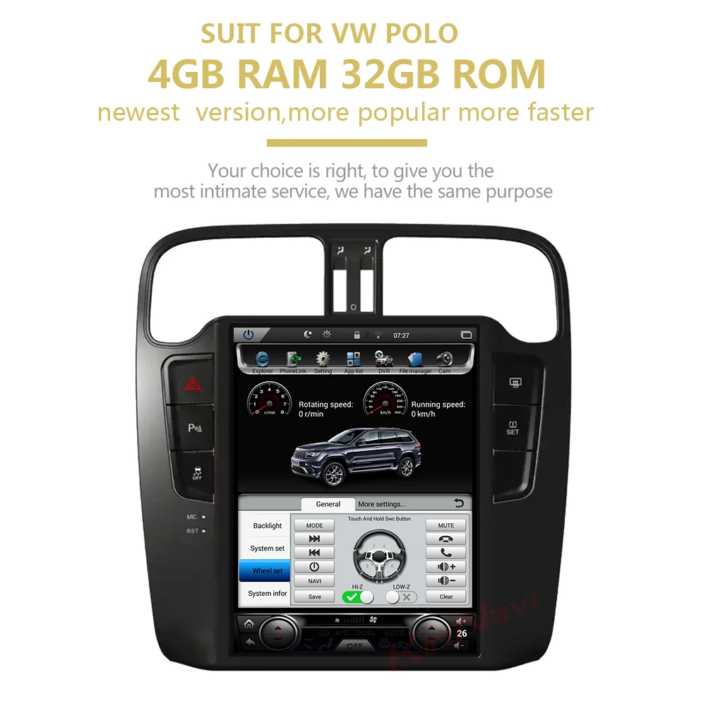KiriNavi 10,4 ''вертикальный экран Tesla style 1 Din Android 8,1 Автомагнитола для Volkswagen VW POLO автомобильный dvd-плеер gps навигация 4G