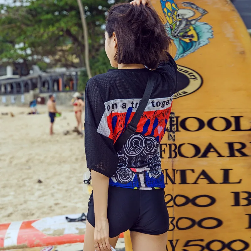 

Blue Lion Deere 2018 New Style Bathing Suit Fashion & Sports Casual wang shan Split Type Boxer Three-piece Set Bathing Suit