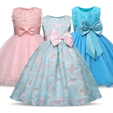 Вечерние платья для девочек; одежда без рукавов для маленьких девочек; Детские платья для девочек с кружевными цветами; детская одежда для дня рождения; повседневная одежда; От 2 до 9 лет