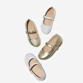 

High Quality Fashion Children Kids Pure Color Soft Sole Anti-slip Leather Sandals Shoes Decilate Butterfly Wings Embroidery