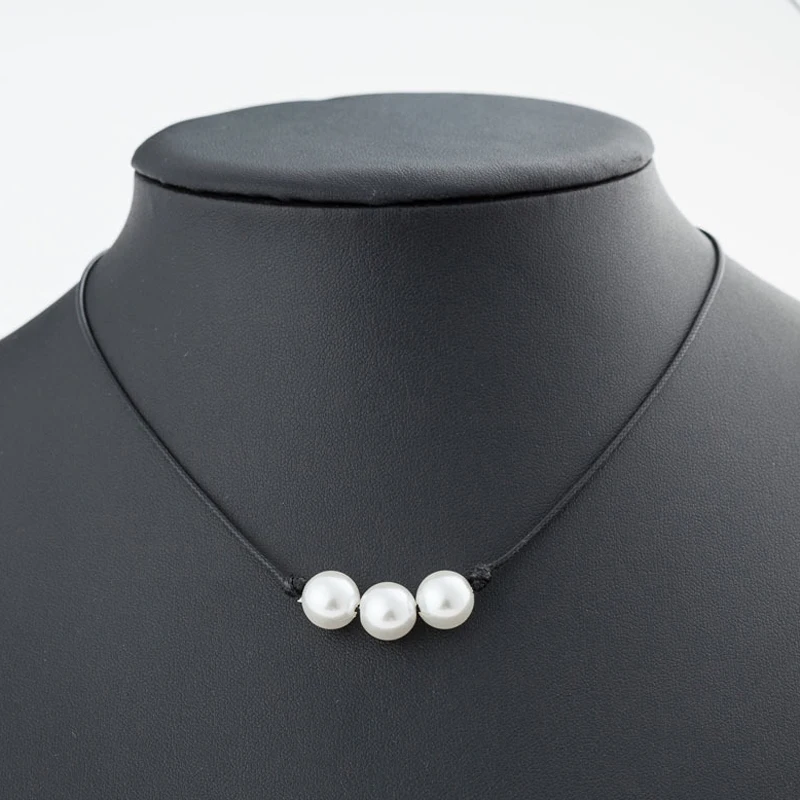 Fashion Green Blue Turquoises Pearl Charms Choker Necklace On Leather Cord For Women Handmade Choker Jewelry Gifts - Image 3