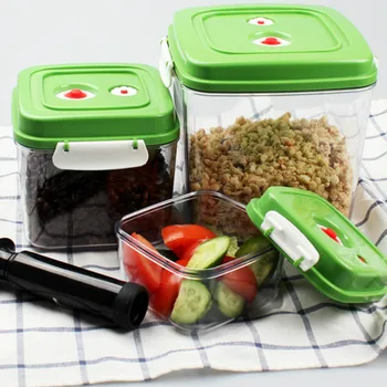 

Vacuum Container Large Capacity Food Storage Box Square Plastic Containers With Pump Vacuum Sealer 500ML+1400ML+3000ML ZM825