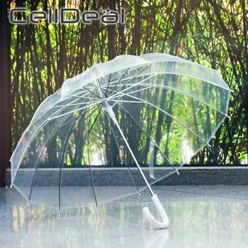 

CellDeal Personal Transparent Umbrellas Wind Resistant Semi-Automatic Long-Handle Rain Windproof Umbrella Clear Field Of Vision