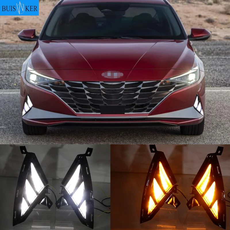 

1 комплект светодиодный ных дневных ходовых огней для Hyundai Elantra 2021, противотуманные фары на передний бампер, фары дальнего света, противотуманные фары, светодиодные дневные ходосветильник